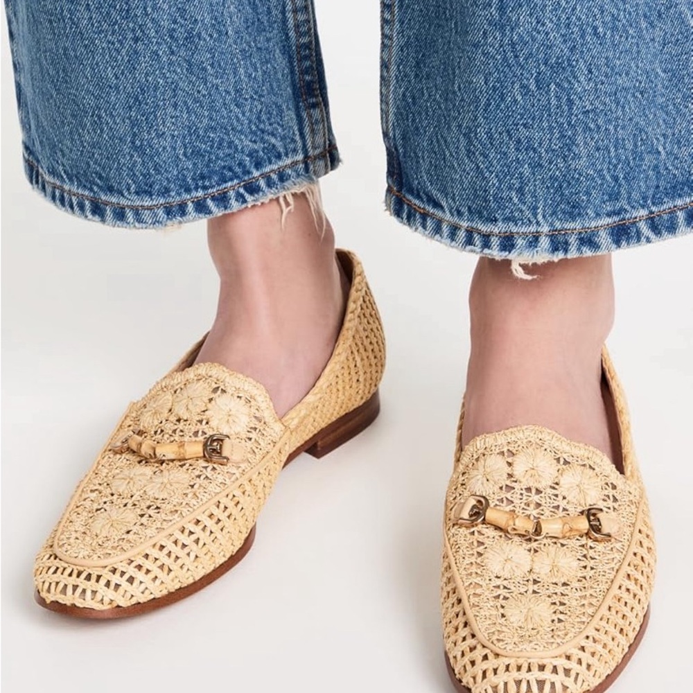 NWOB Sam Edelman Lowell Natural Raffia Loafers 9 Boho Chic Spring Quiet Luxury